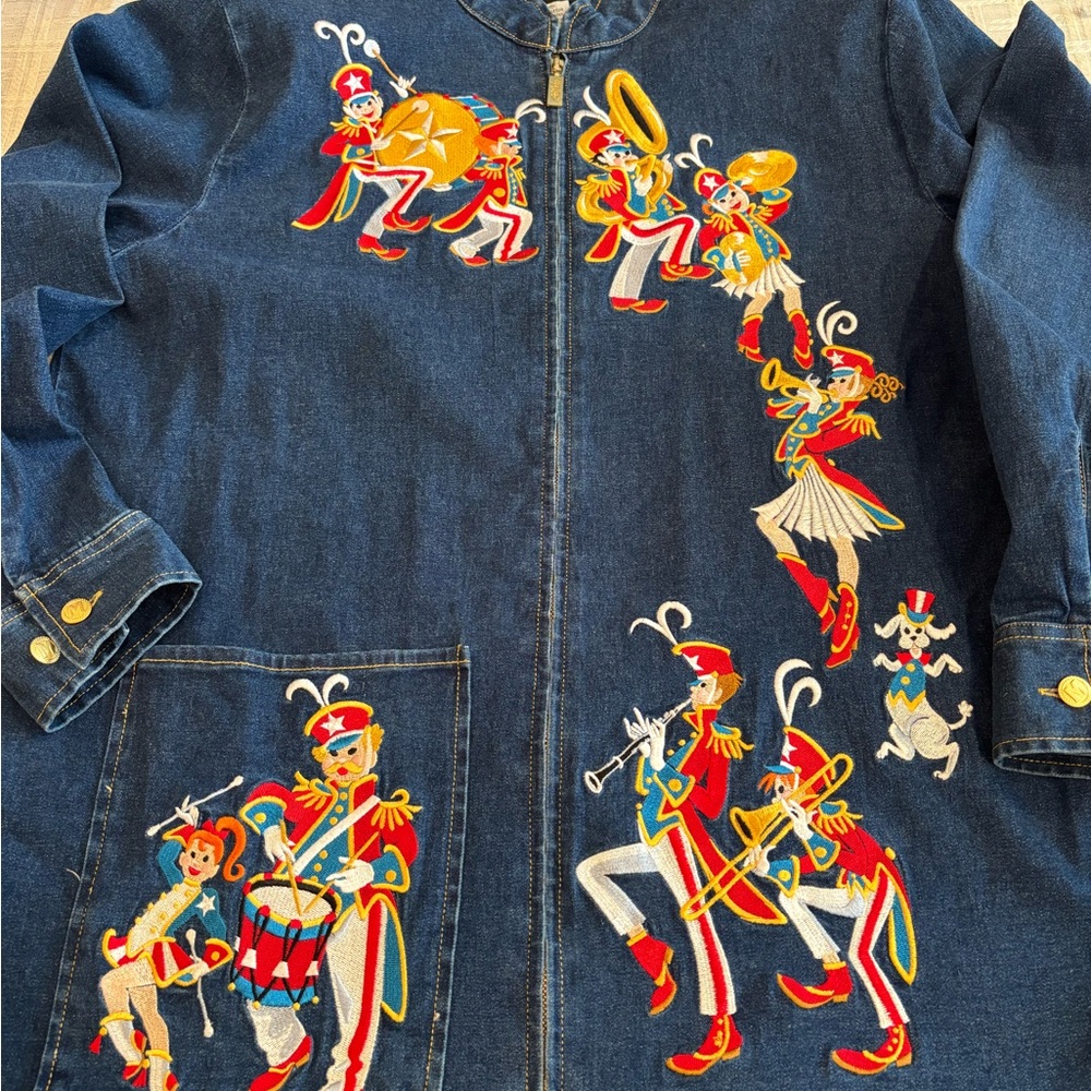 Vintage Bob Mackie Marching Band Embroidered Zipper Denim Jacket, America size L - Picture 9 of 9